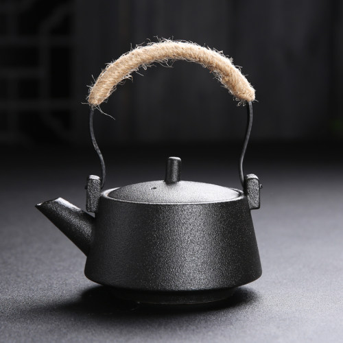 欣韵黑粗陶瓷茶具盖碗简约泡茶壶