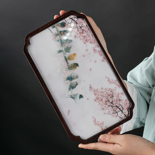 干泡小茶盘竹制长方形壶承简约功夫茶具可携式旅行家用创意托 托