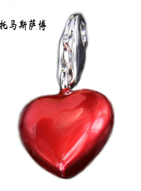 托马斯萨博红色纯银浪漫心形吊坠