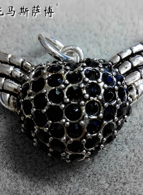 镶黑钻飞翔之心挂坠吊坠-托马斯萨博女饰品 winged heart pendant