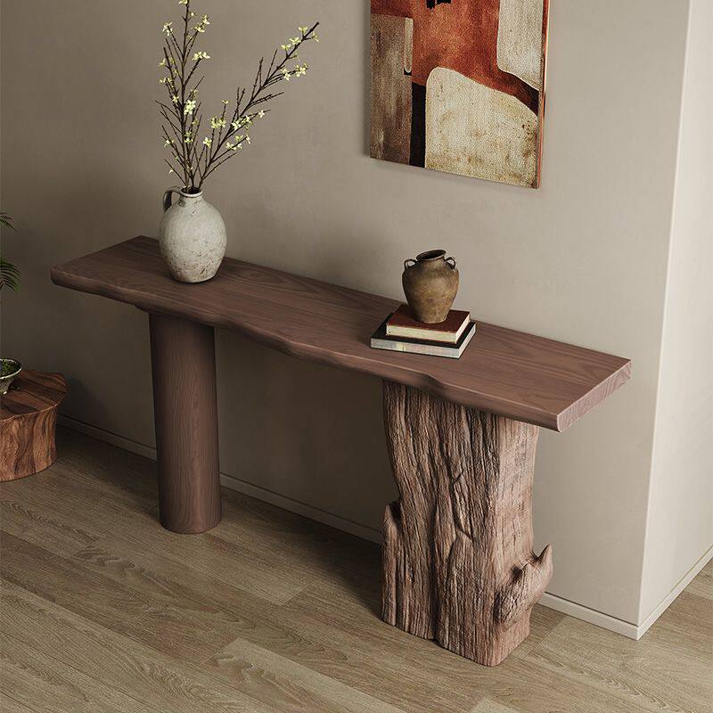 中古风实木玄关桌入户靠墙端景台客厅民宿酒店走廊仿真石条案装饰