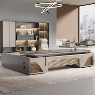 简约现代轻奢风格领导桌 2.6米双柜老板桌+包安装办公家具 可定制