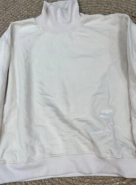 花社正品原单17095冬季加厚加绒保暖卫衣半高领宽松大码刺绣上衣