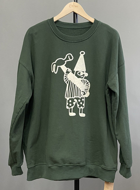 花社の日单17096抓绒卫衣秋冬加厚纯色套头人工图案宽松大码显瘦