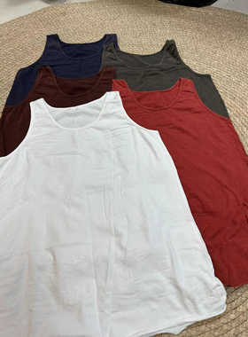 花社正品18511纯棉水洗做旧原单宽松大码纯色百搭背心女2024新款