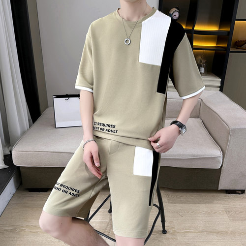 牧外青少年短袖体恤夏季一套衣服