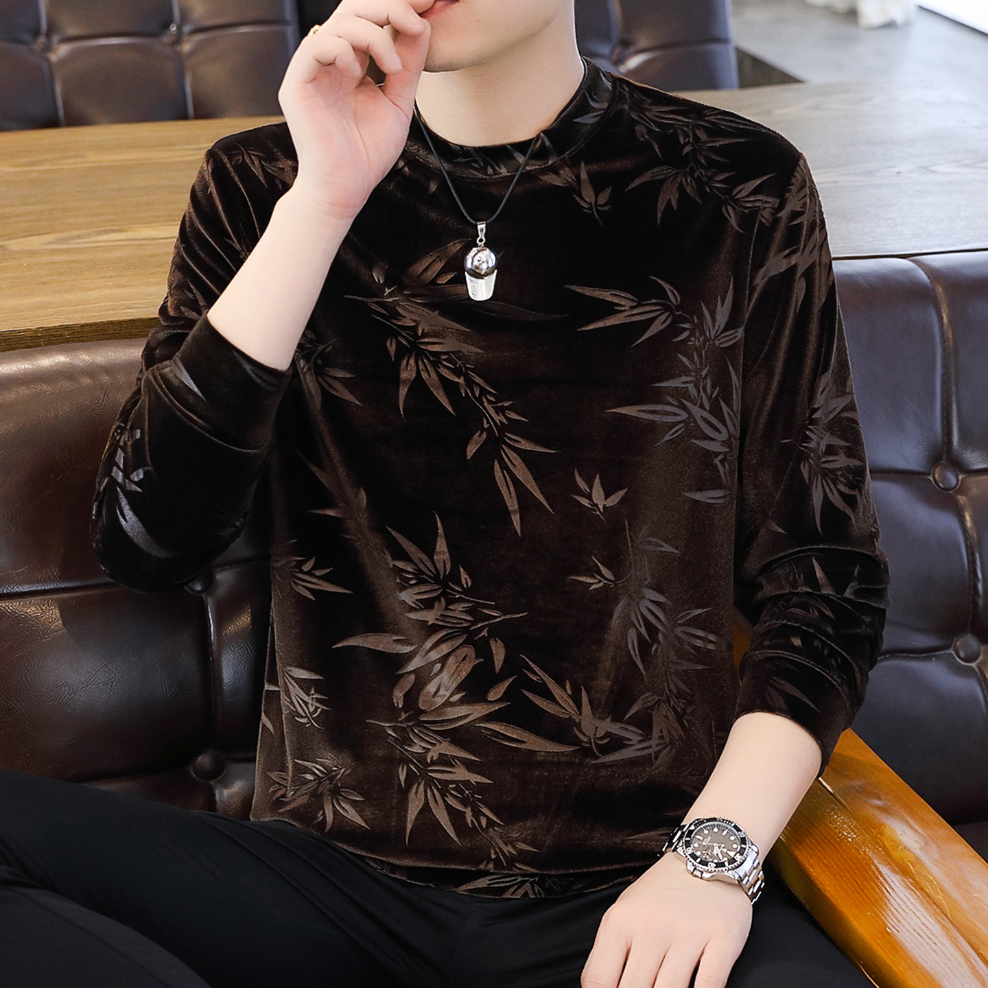 牧外男士金丝绒卫衣，休闲宽松