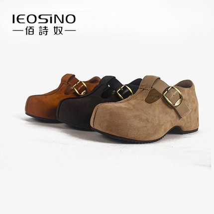 佰诗奴厚底勃肯鞋女2026春季新款厚底百搭女鞋内增高7cm大头鞋女