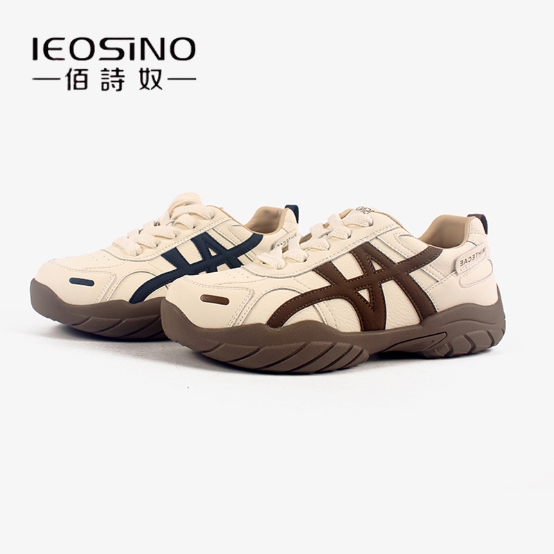 佰诗奴2025秋季新款真皮女鞋软底小白鞋洋气德训百搭运动平底单鞋