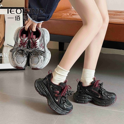 佰诗奴老爹鞋女厚底2024年冬季新款加绒保暖系带百搭运动鞋女韩版