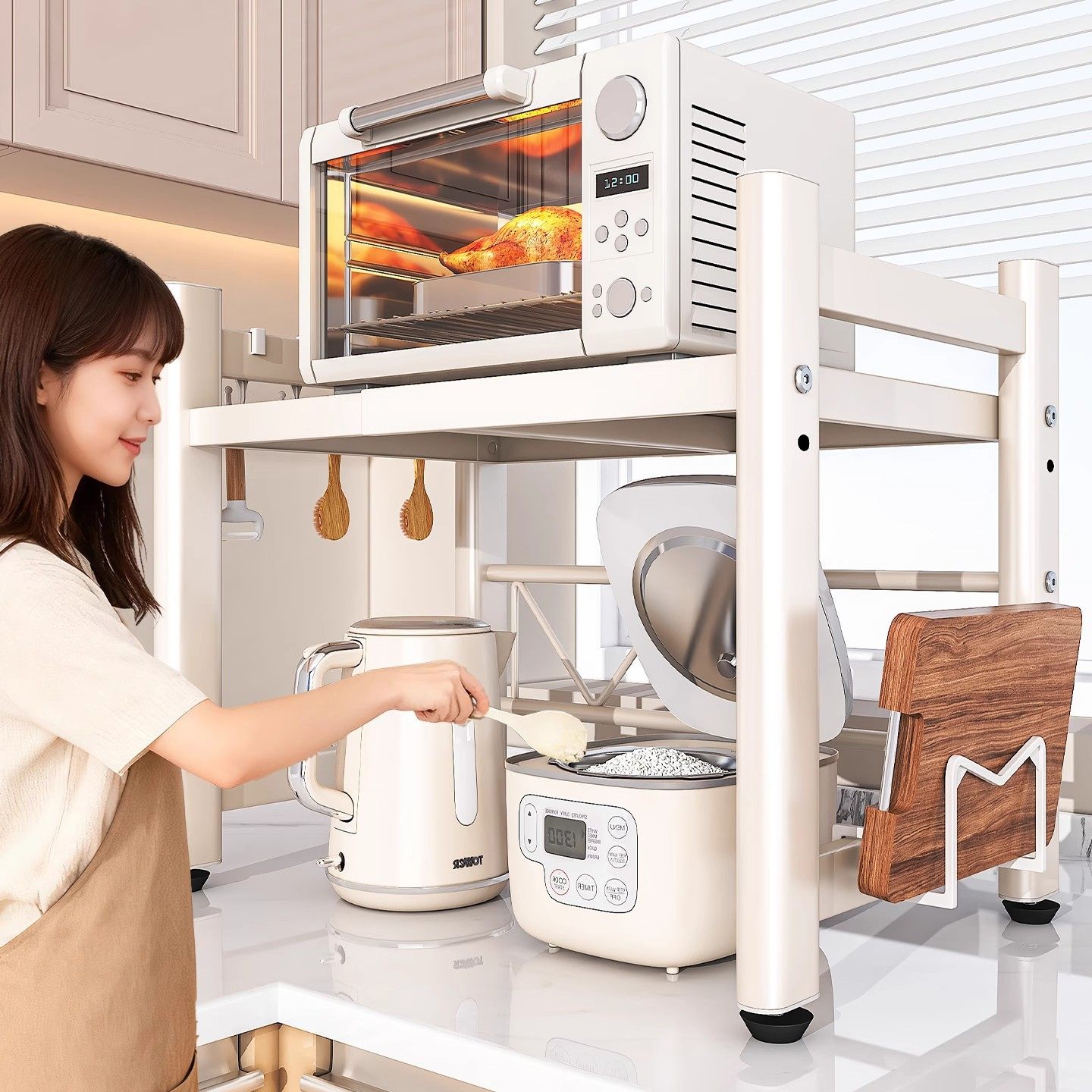 厨房台面多层置物架微波炉烤箱收纳架电饭煲可调节家用储物架子,厨房/烹饪用具,厨房置物架/置物柜/角架,淘宝优惠券,粉丝福利购,淘宝优惠卷