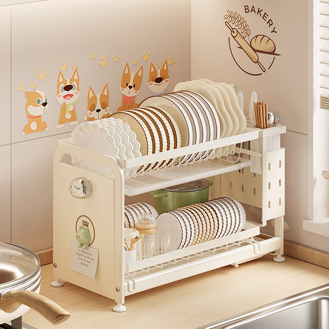 厨房双层碗碟架沥水置物架