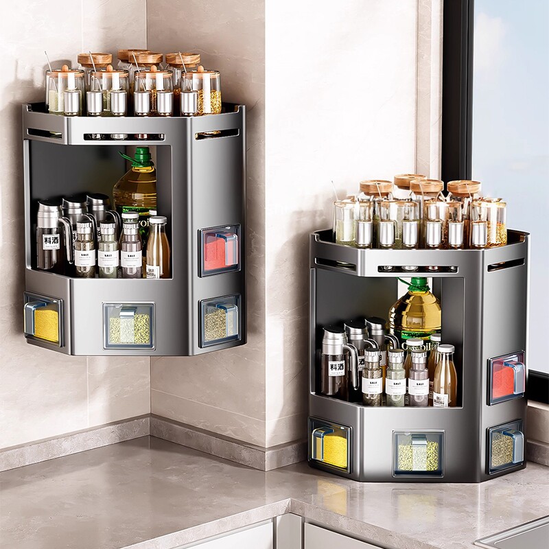 厨房三角置物架调料架调味品储物架油盐酱醋多层收纳架转角架子