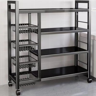 厨房置物架落地多层微波炉收纳架子可移动多功能蔬菜储物架