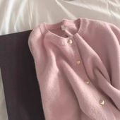 毛衣外套小个子上衣 温柔风浣熊绒高级感短款 粉色针织开衫 女春秋季