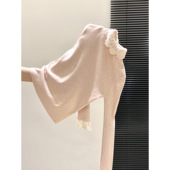 针织上衣 毛衣软糯时尚 韩系蕾丝拼接打底衫 女2026叠穿内搭长袖