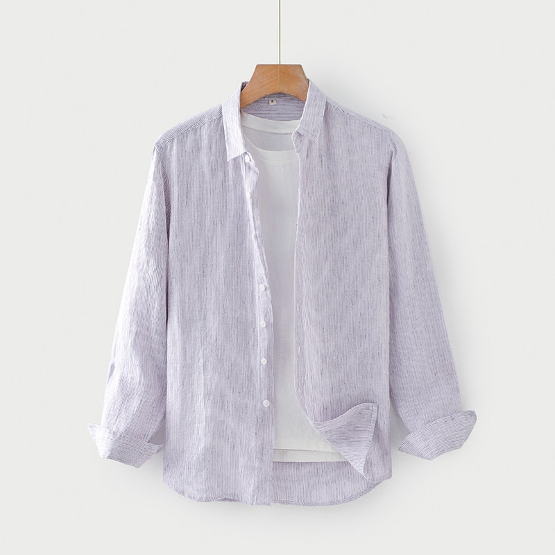男士亚麻长袖夏季衬衫