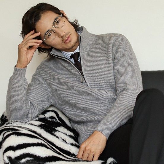 男士绵羊毛双拉链针织开衫
