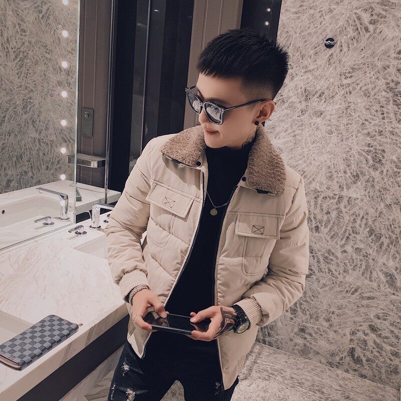 冬季毛领加厚棉衣男士休闲保暖棉服外套男韩版短款修身百搭小棉袄