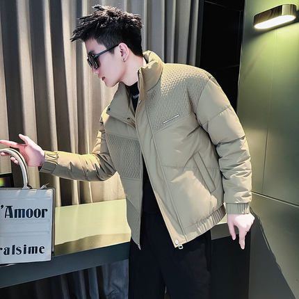 潮牌痞帅棉服男款冬季潮流短款拼接羽绒棉袄2024新款男士冬装外套