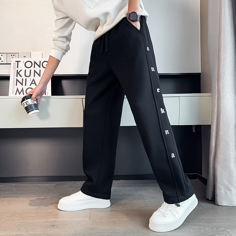 海米尔冬款潮牌直筒卫裤男款加绒