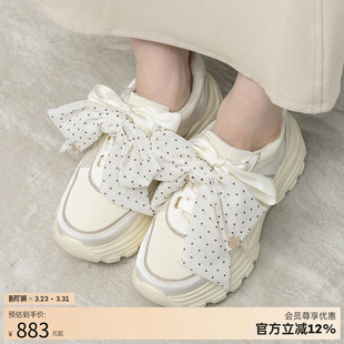 女 丝巾风蝴蝶结可拆卸厚底舒适增高运动鞋 PH37119 26春季 RANDA