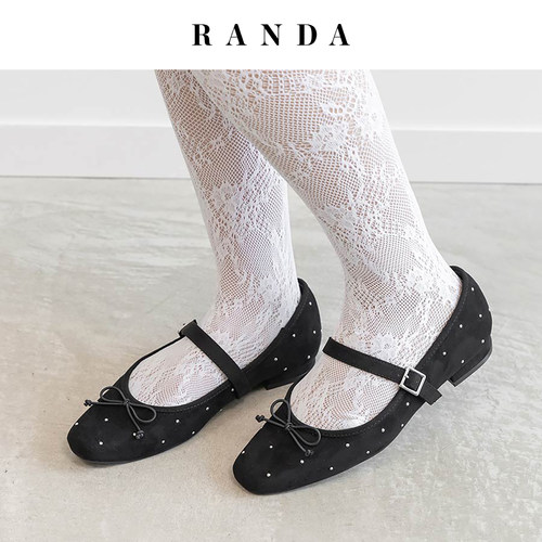 RANDA日系蝴蝶结不累脚平底单鞋