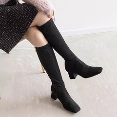 RANDA 25早春新款COTTON防水晴雨两穿方跟防滑长筒靴 DA09605