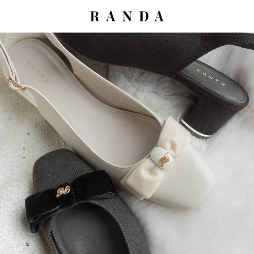 RANDA 26早秋新款蝴蝶结甜美不累脚通勤穆勒鞋女PD38079