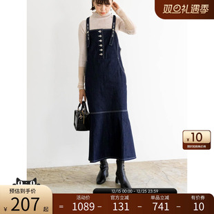 BD01728 日系长裙黑色米色牛仔蓝背带裙女 RANDA 春夏新款