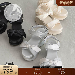 COTTON系列蝴蝶结薄纱缎面厚底女凉鞋 新款 DR35188 25春季 RANDA