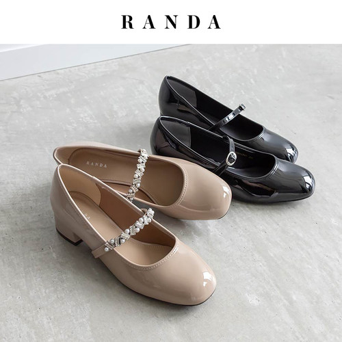 RANDA 26秋季新款多种穿法休闲圆头粗跟玛丽珍高跟鞋女 PP38147