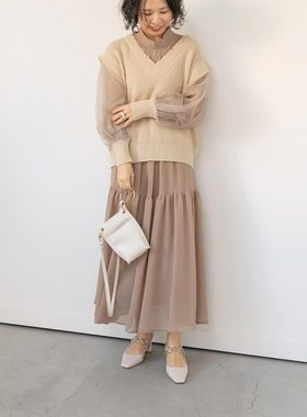 RANDA 春夏新款轻奢套装针织背心薄纱仙女连衣裙 BD01924