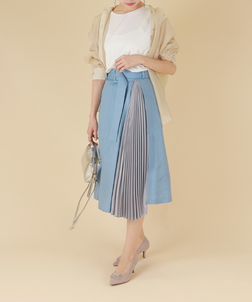 RANDA早春不规则百褶半身裙通勤