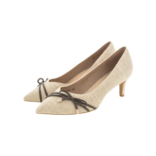 RANDA 24春季新款COTTON尖头蝴蝶结细跟低跟3E系列单鞋 PP31211