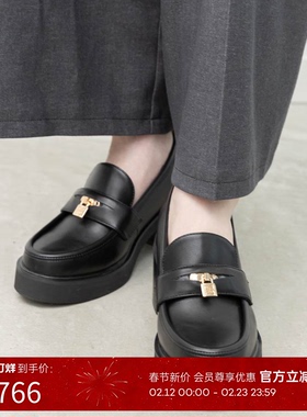 RANDA 26春季新款小香风厚底增高粗跟舒适休闲乐福鞋女 PH37103