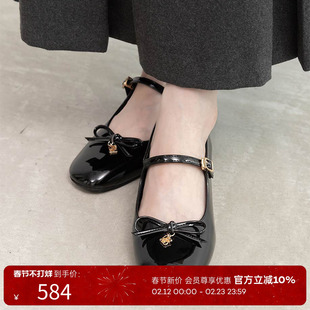 RANDA 26早春新款蝴蝶结甜美优雅设计粗跟玛丽珍单鞋 PP36249