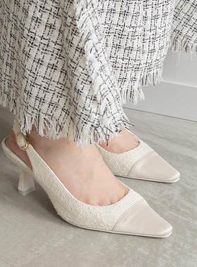 RANDA 23秋冬新款两穿古典雅致高跟方头后空穆勒鞋单鞋女 DD32082