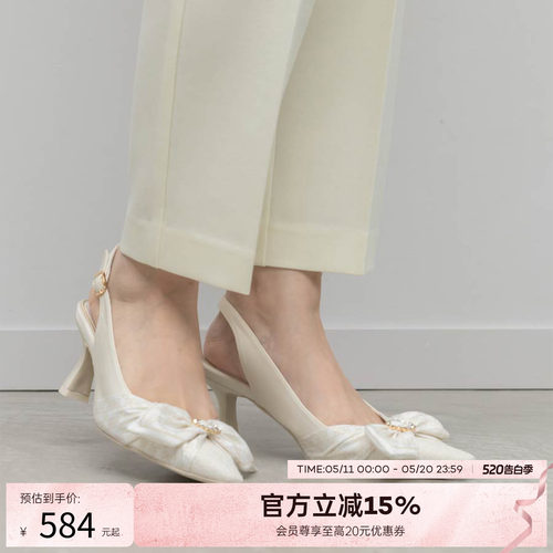 RANDA 26春季新款丝巾蝴蝶结水钻休闲甜美优雅穆勒鞋女 PD37182
