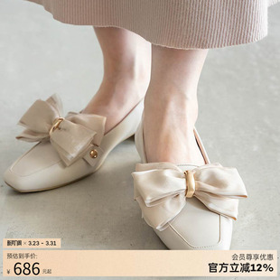 乐福鞋 RANDA 蝴蝶结字母三穿方头女单鞋 新款 PH35228 26春季