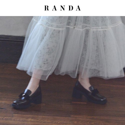 RANDA 26秋季新品蝴蝶结多种穿法英伦学院风增高乐福鞋女 PH38200