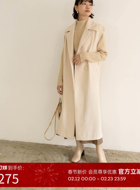 RANDA 春夏新款无袖大衣长款翻领白色日系外套  BJ01723