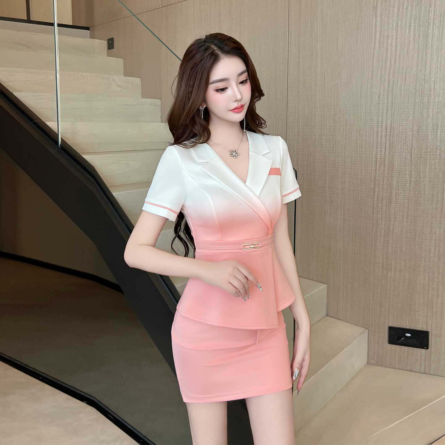 足浴减龄技师工作服渐变修身显瘦酒店空姐制服养生美容师气质工服