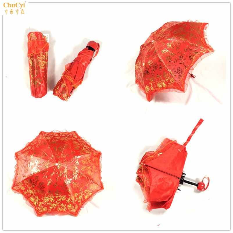 高档婚庆红伞结婚新娘出嫁大红色折叠雨伞婚礼女方用烫金蕾丝边伞|msdalam kategori rumah harian, payung/gear hujan/Rain/Lembap-bukti, payung - dari Buy2taobao.com untuk memberikan perkhidmatan ejen Taobao profesional membeli