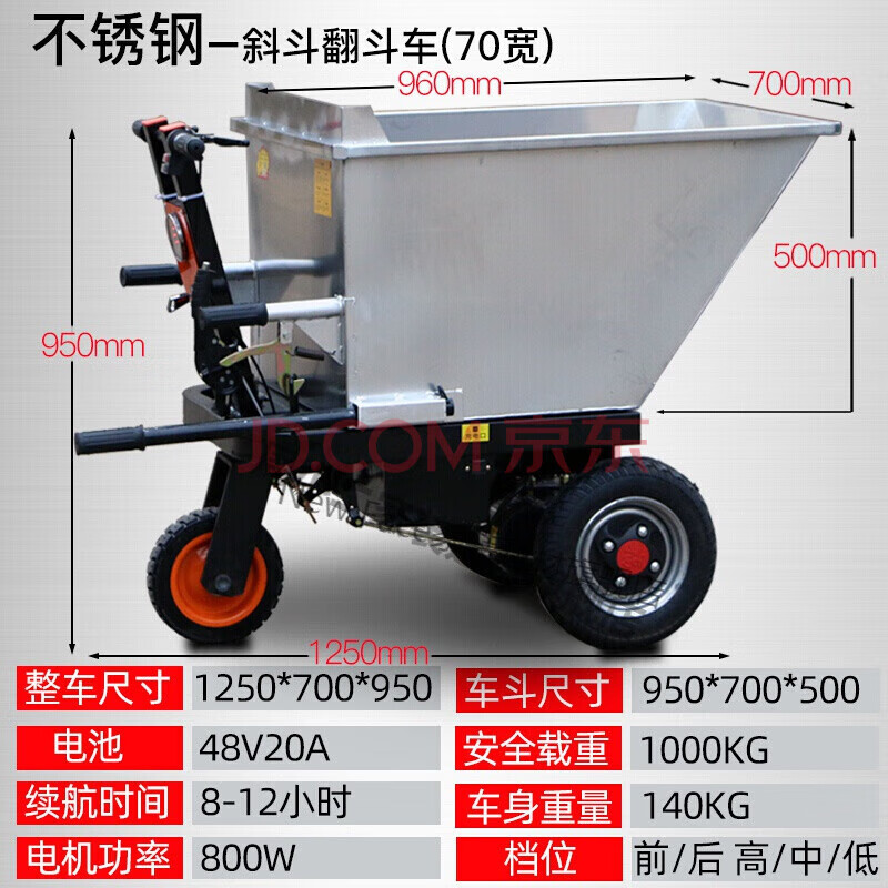 拉沙水泥电动灰斗车建筑工地三轮车手推车养殖场拉粪运料车工程翻