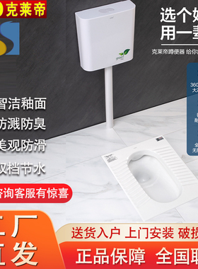 CRD克莱帝124蹲便器蹲厕水箱陶瓷蹲坑大便器防臭卫生间便池家用