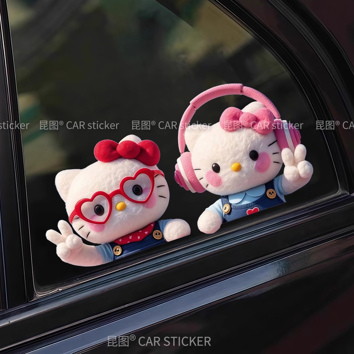 KT猫汽车贴纸防水防晒不留胶