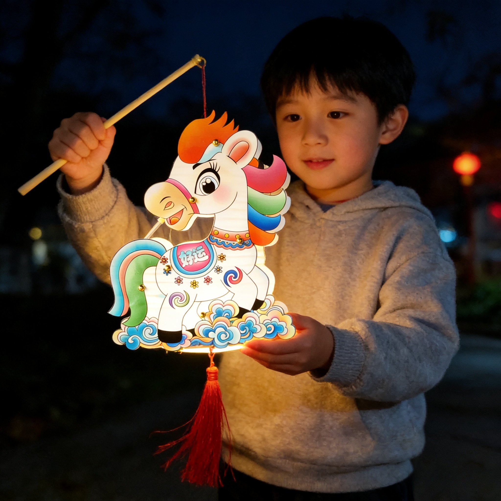 春节创意灯笼纸质卡通可爱发光