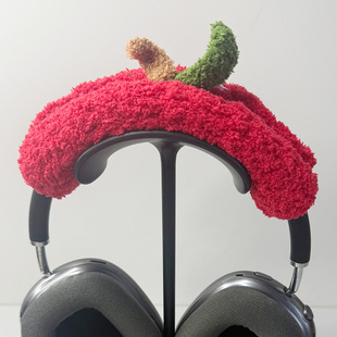 手工钩编大红苹果毛线耳机保护套横梁套适用飓风3 索尼XM4 XM5 XM6苹果APM头戴式耳机横梁手工钩织可定制尺寸