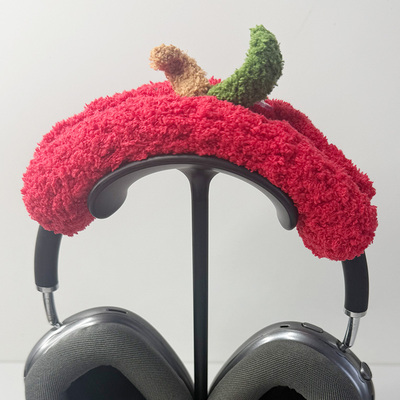 手工钩编大红苹果毛线耳机保护套横梁套适用飓风3 索尼XM4 XM5 XM6苹果APM头戴式耳机横梁手工钩织可定制尺寸